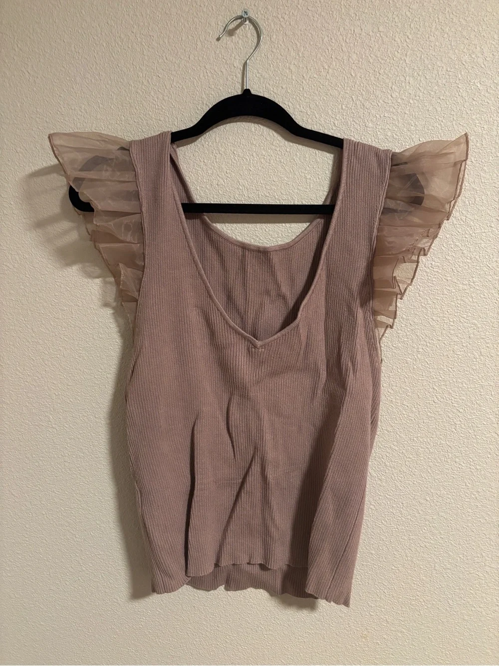 By Anthropologie knit top with ruffle sleeves - Picture 3 of 6